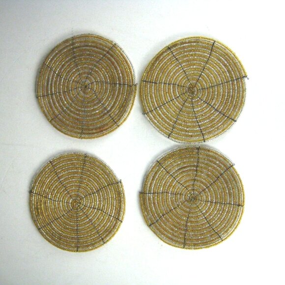 Kim Seybert NYC Beaded Coasters Set Of 4 With Sheer Pouch India - Picture 6 of 9